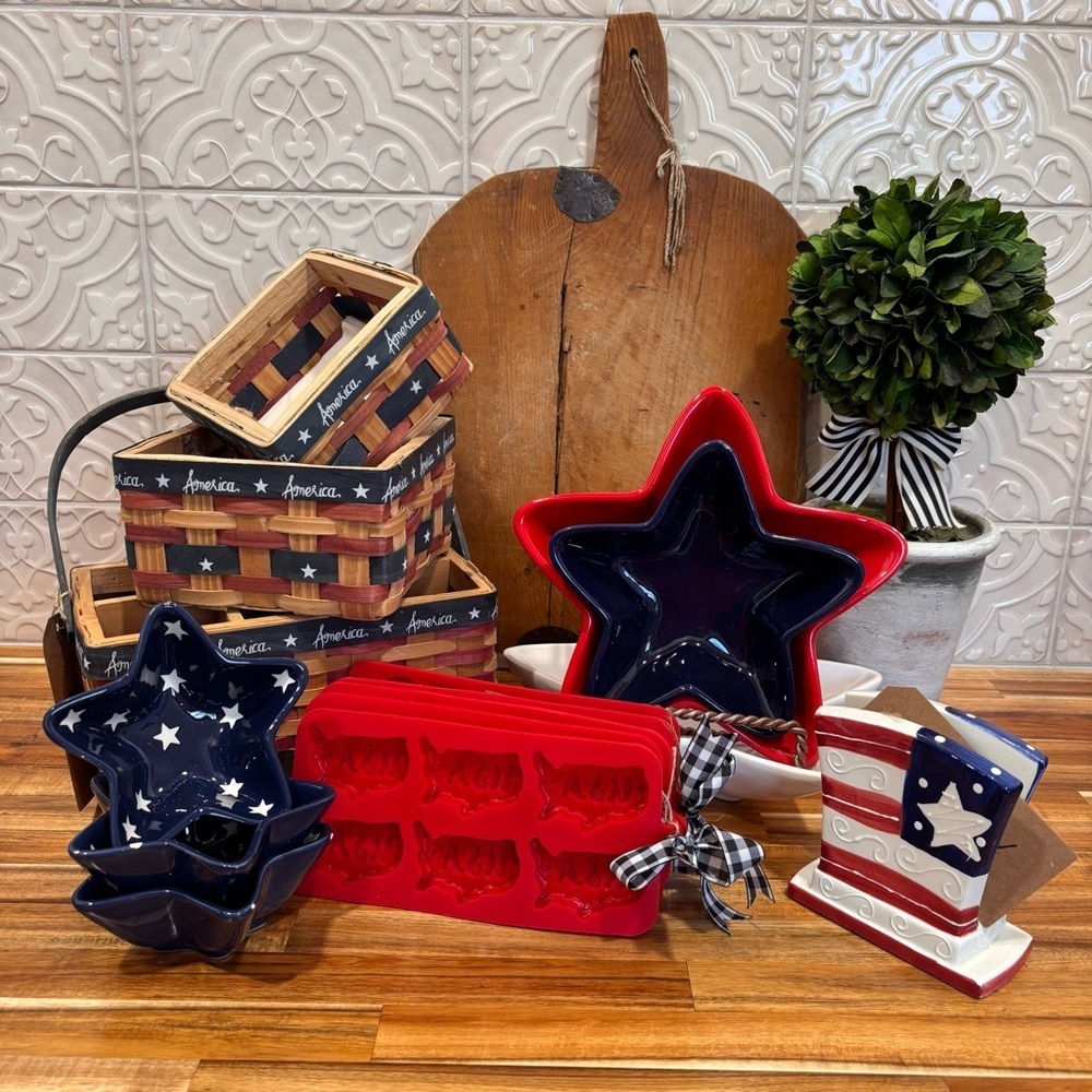 Lot of Assorted July 4th Patriotic American Festive Party Serving Dining Ware